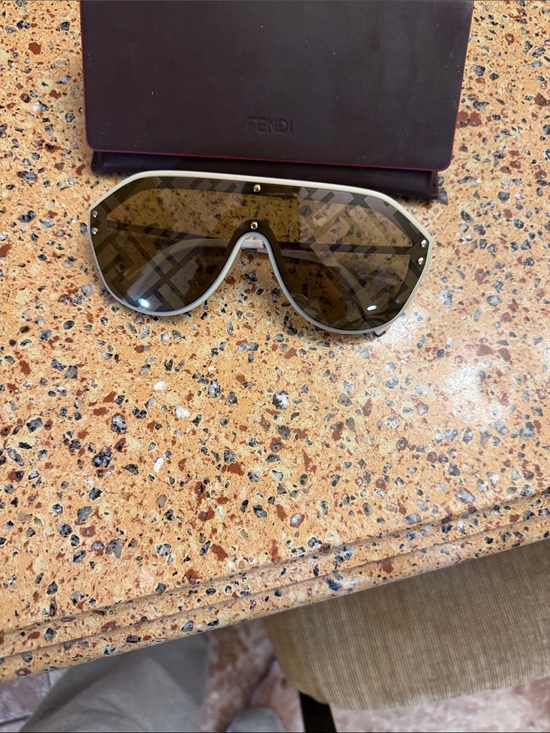 Fendi Shield Sunglasses in Brown and White Trim main image 4